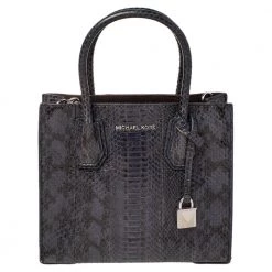Michael Kors Blue/Black Snakeskin Mercer Tote For Women