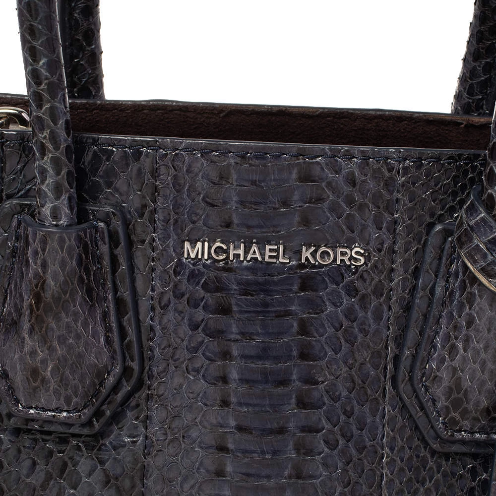 Michael Kors Blue/Black Snakeskin Mercer Tote For Women - Image 5