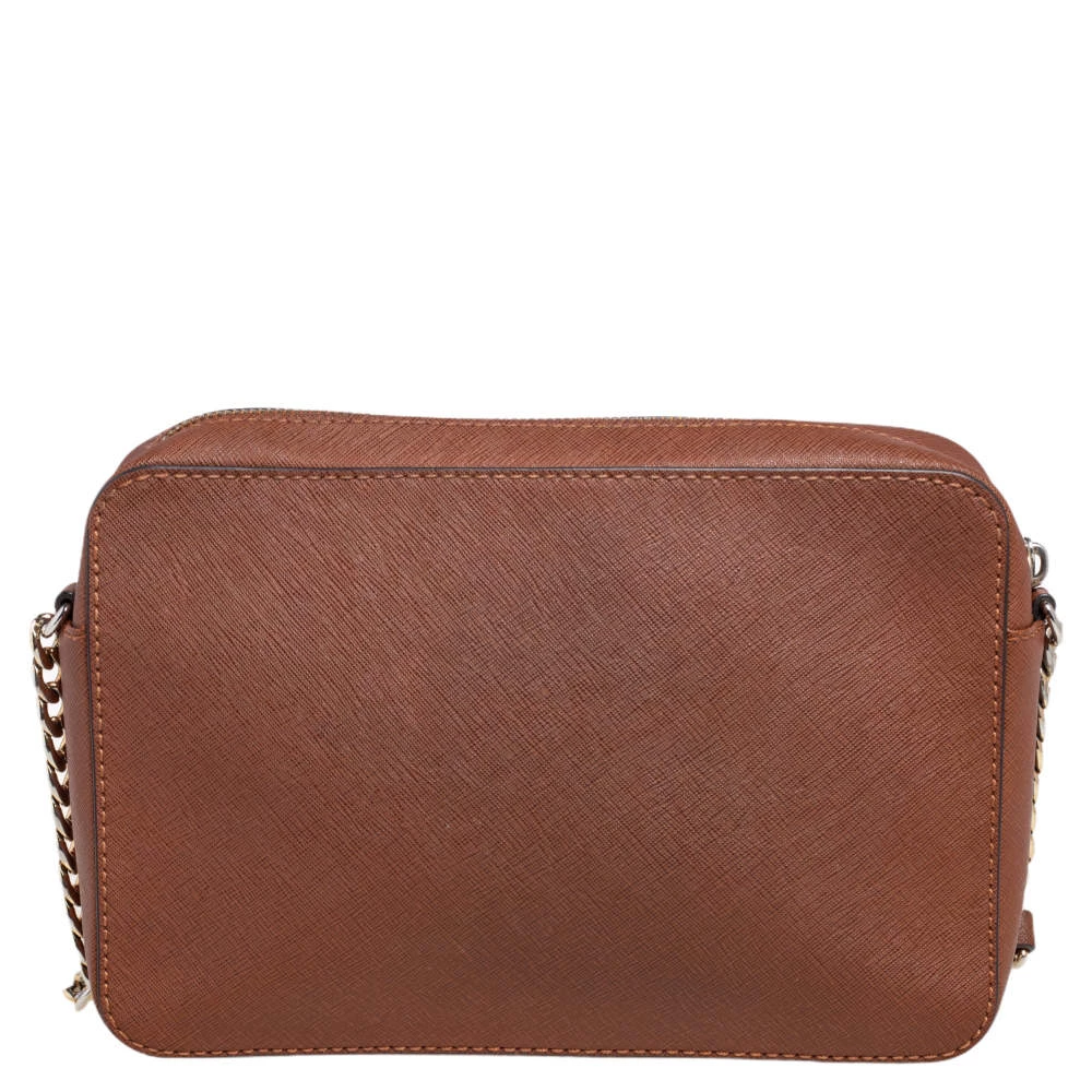 Michael Kors Brown Saffiano Leather Jet Set Camera Crossbody Bag For Women - Image 4