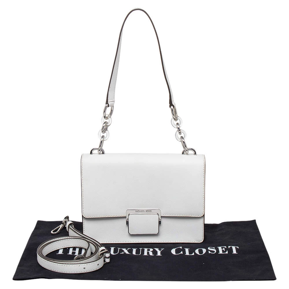 Michael Kors White Leather Small Cynthia Shoulder Bag For Women - Image 10