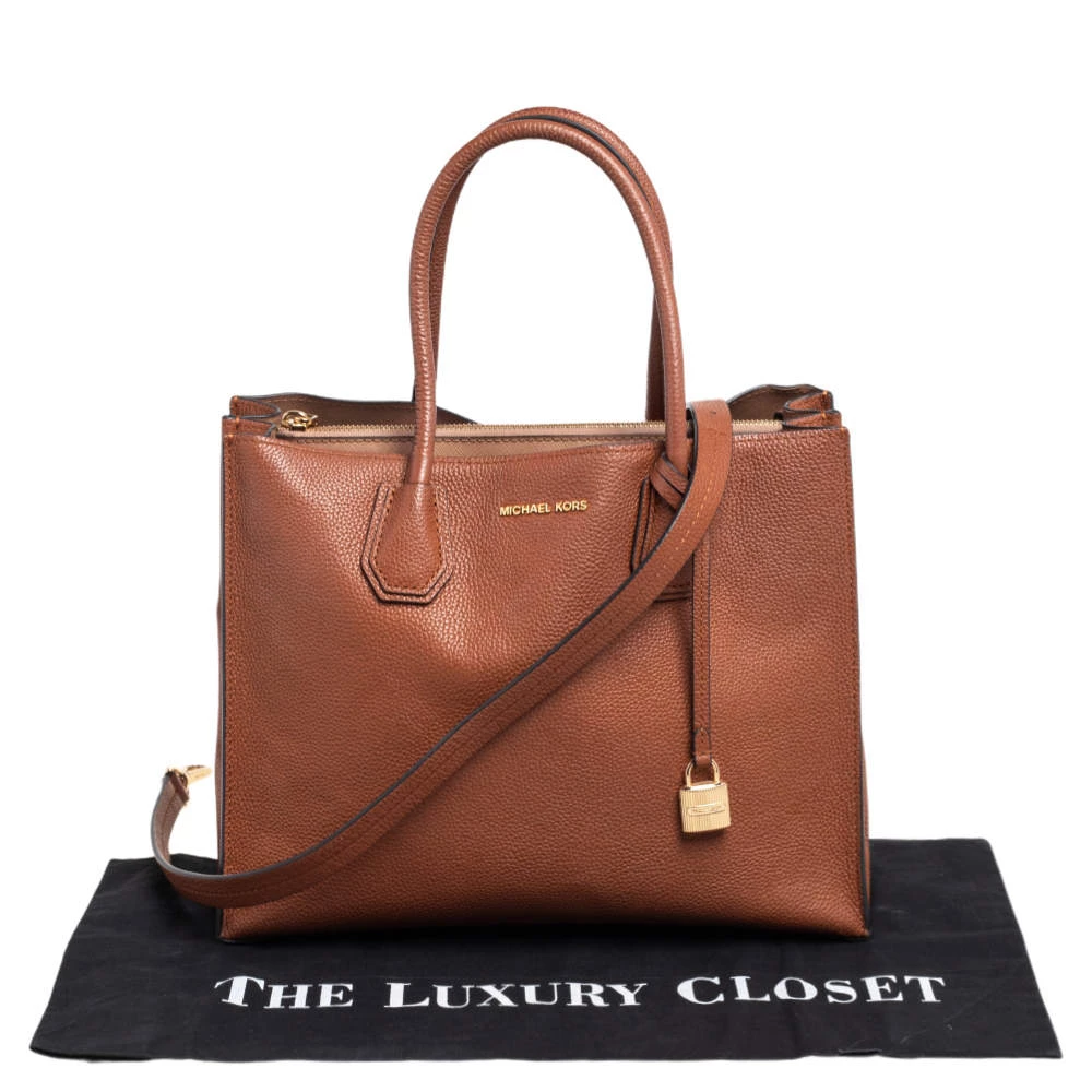 Michael Kors Brown Grained Leather Large Mercer Tote For Women - Image 9