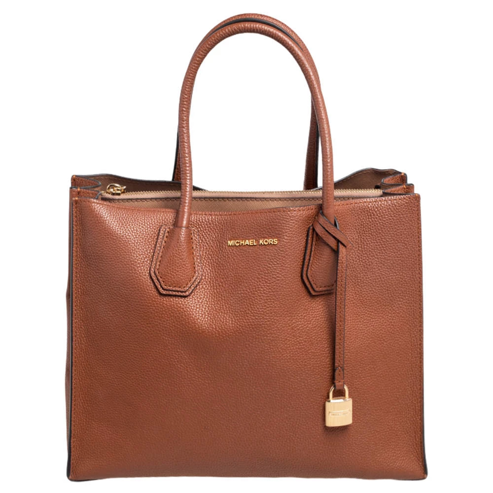 Michael Kors Brown Grained Leather Large Mercer Tote For Women