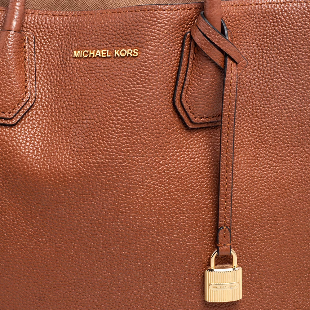 Michael Kors Brown Grained Leather Large Mercer Tote For Women - Image 5