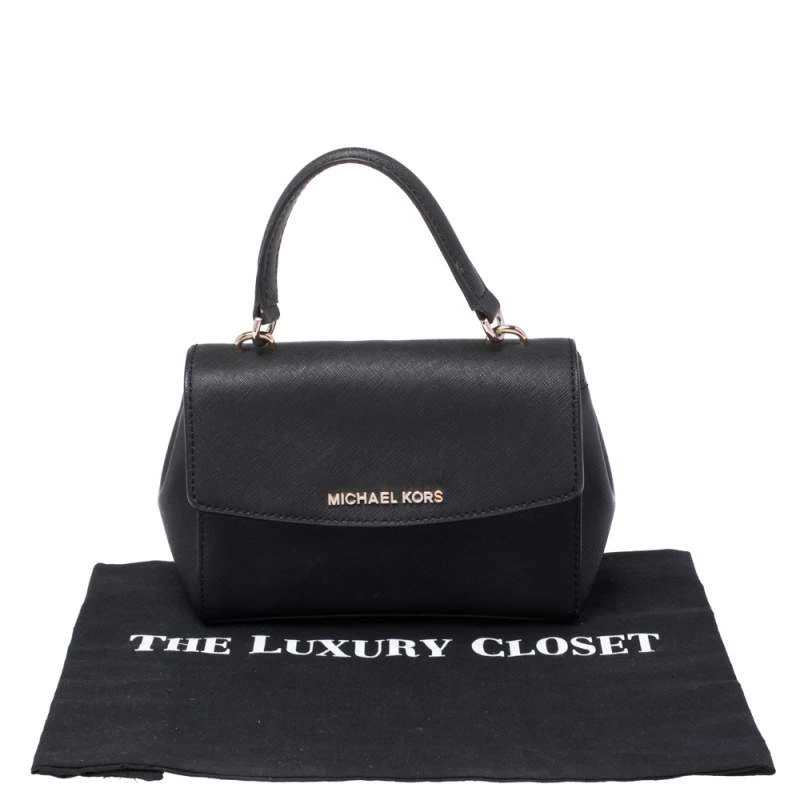 Michael Kors Black Leather Extra Small Ava Crossbody Bag For Women - Image 9