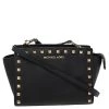 Michael Kors Black Studded Saffiano Leather Selma Crossbody Bag For Women