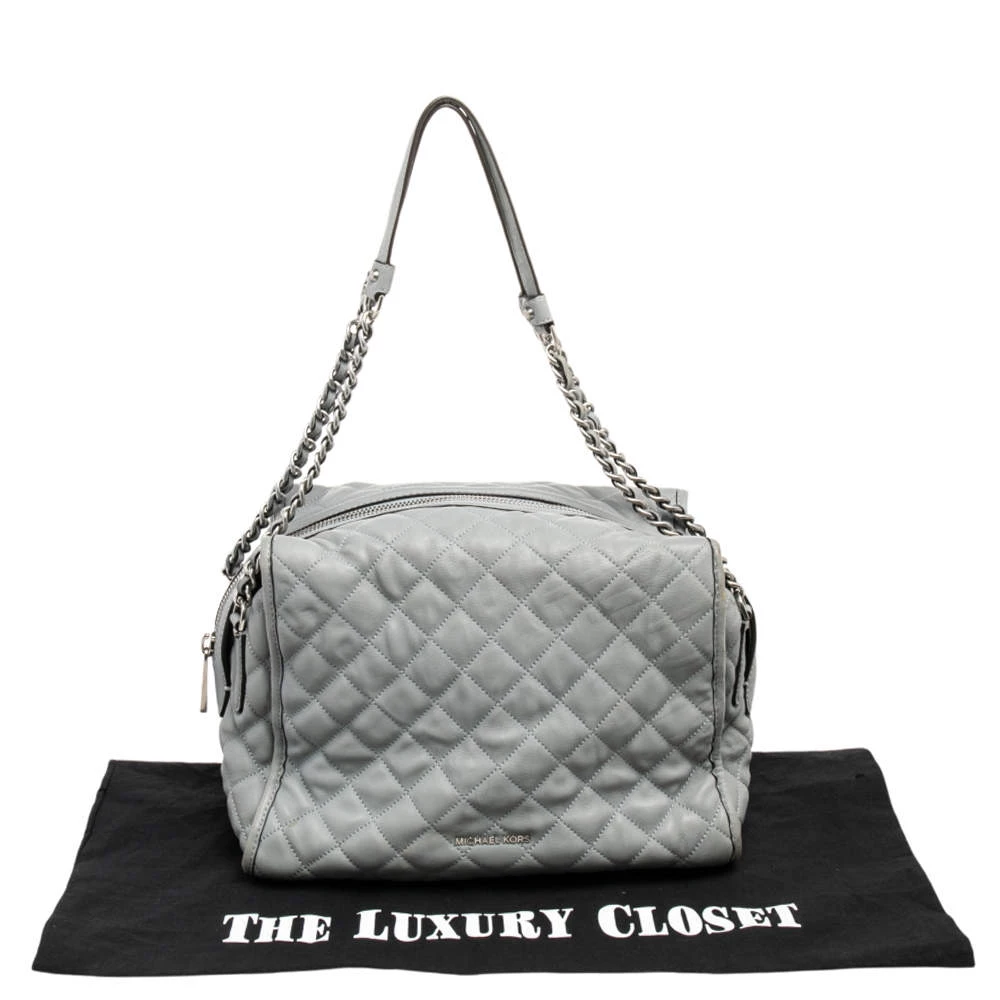 Michael Kors Grey Quilted Leather Rachel Satchel For Women - Image 9