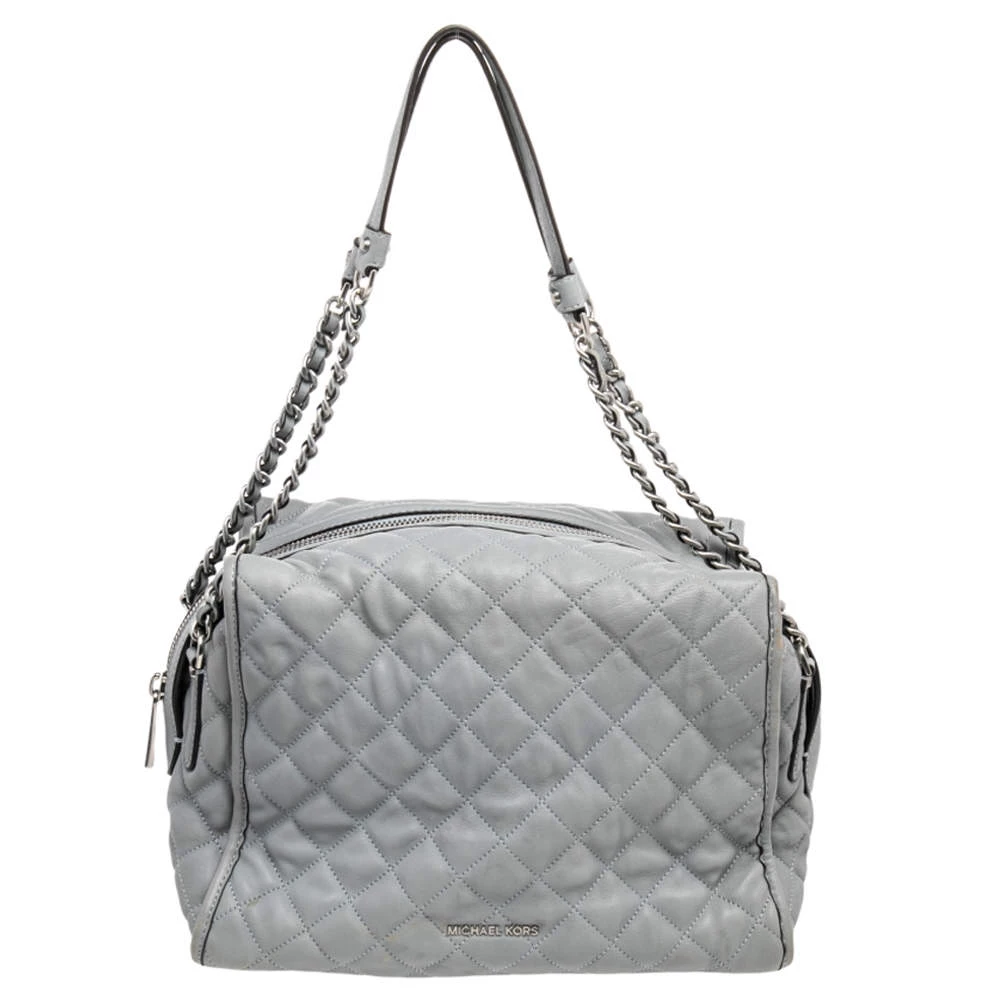 Michael Kors Grey Quilted Leather Rachel Satchel For Women