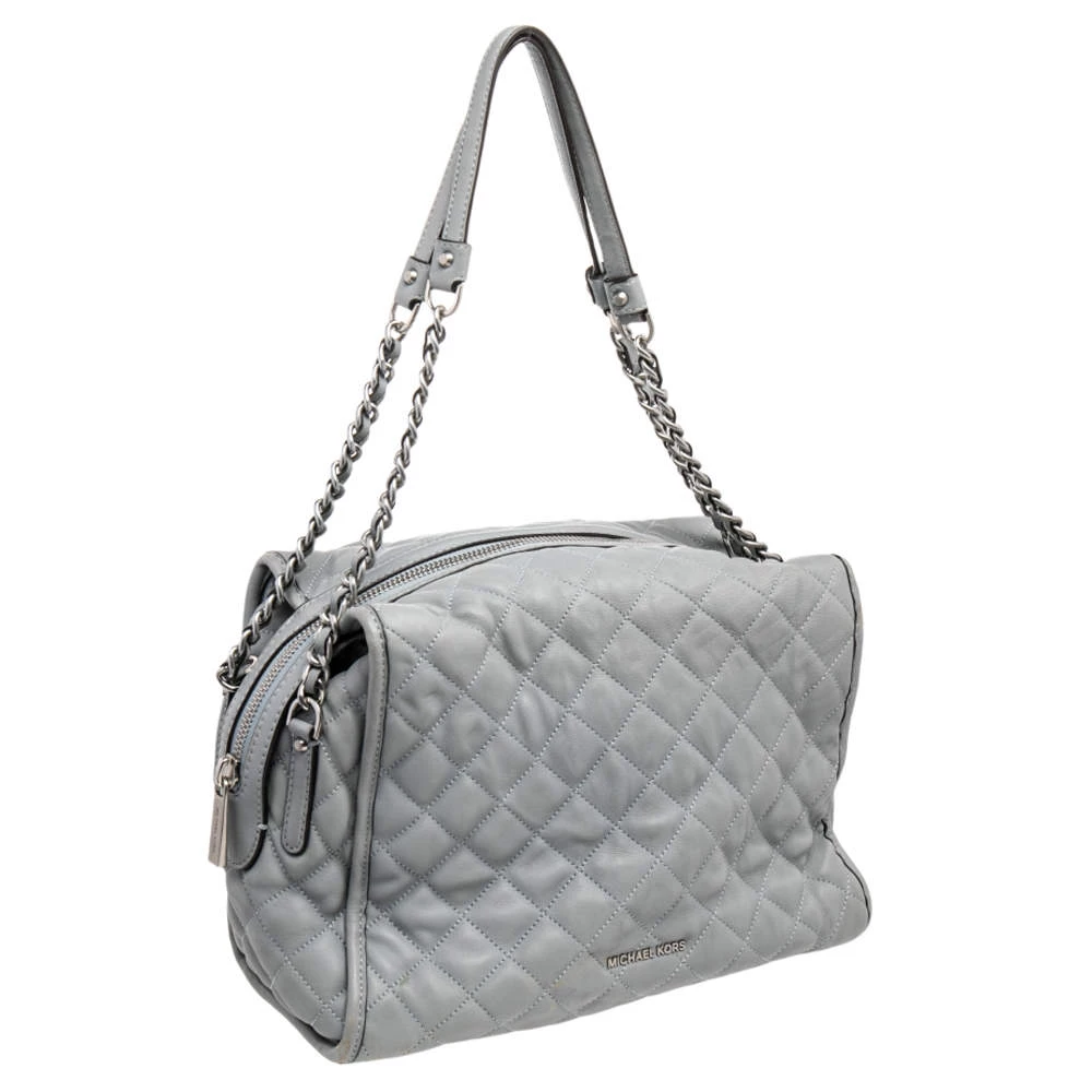 Michael Kors Grey Quilted Leather Rachel Satchel For Women - Image 3