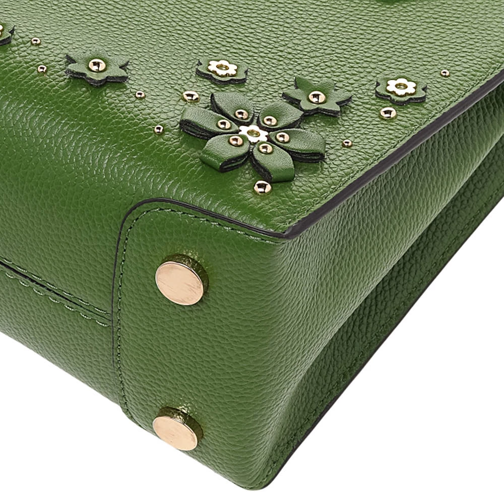 Michael Kors Green Floral Embellished Leather Small Mercer Tote For Women - Image 12