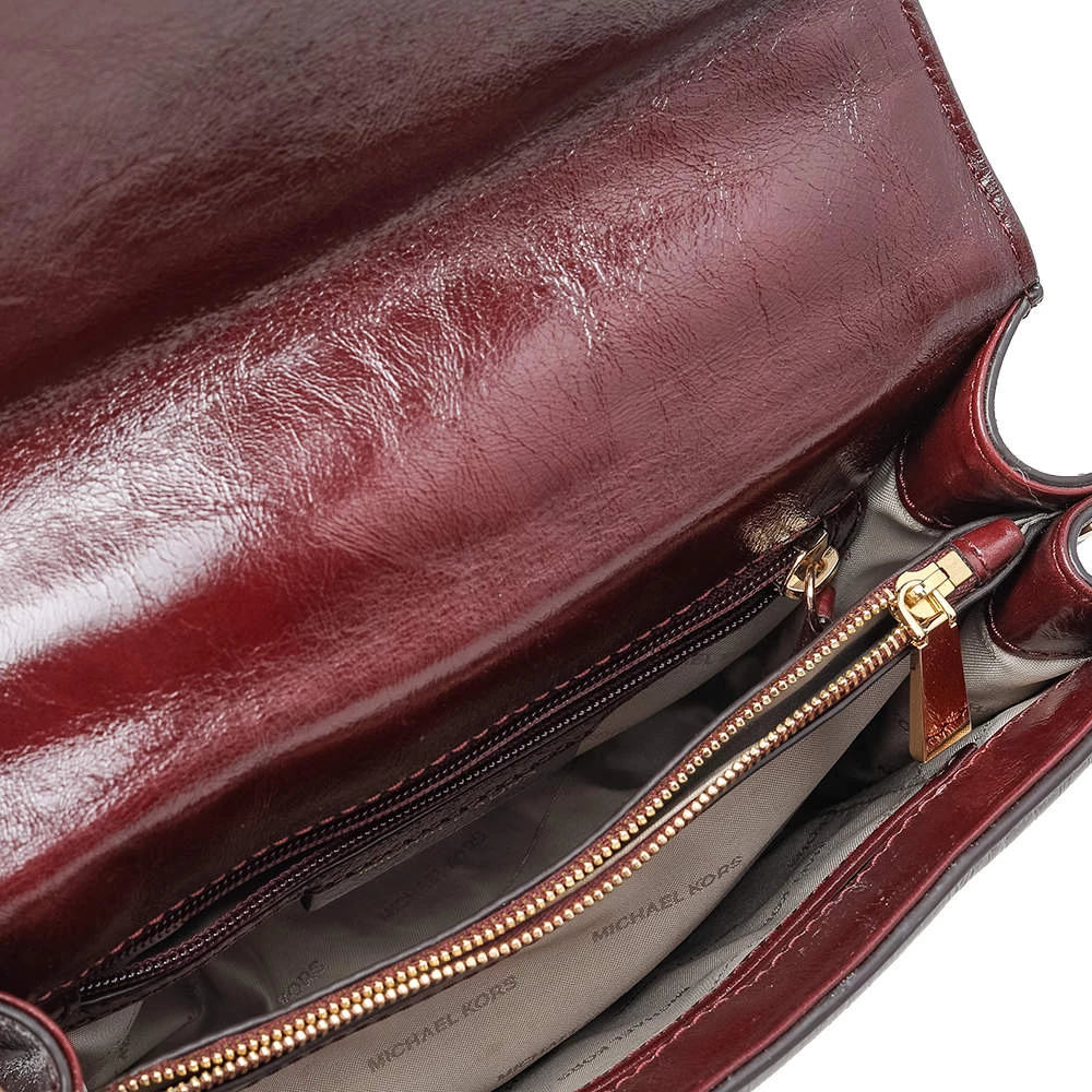 Michael Kors Burgundy Quilted Leather Flap Shoulder Bag For Women - Image 7