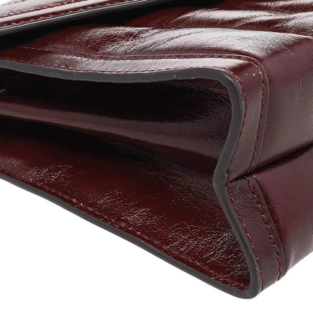 Michael Kors Burgundy Quilted Leather Flap Shoulder Bag For Women - Image 10