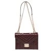 Michael Kors Burgundy Quilted Leather Flap Shoulder Bag For Women