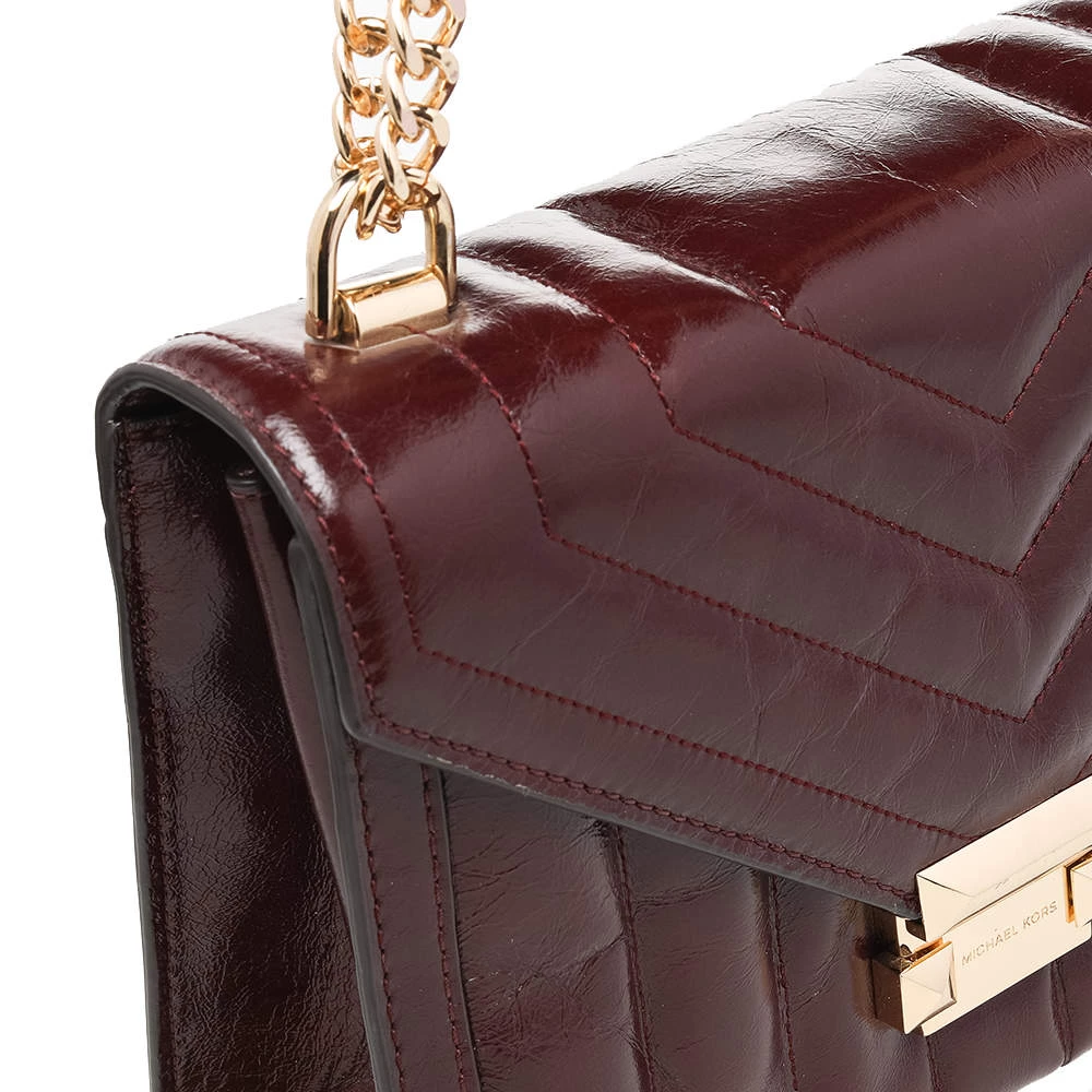 Michael Kors Burgundy Quilted Leather Flap Shoulder Bag For Women - Image 5