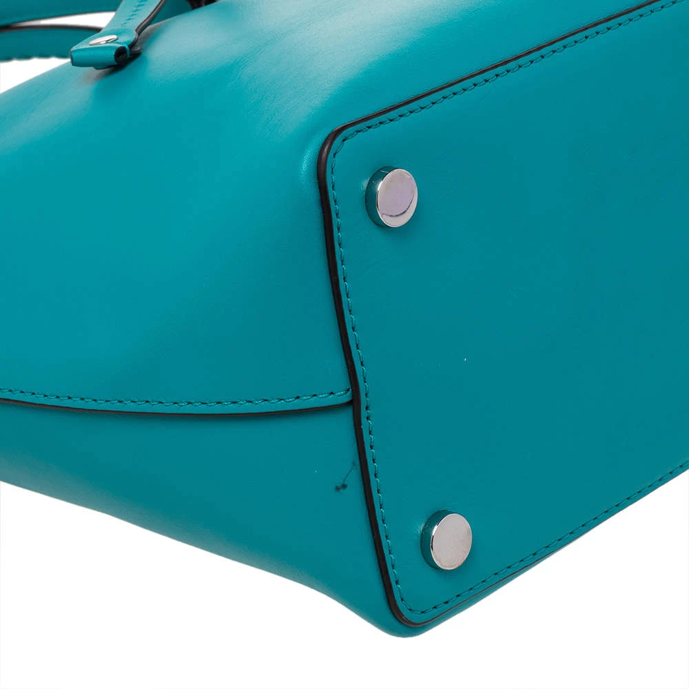 Michael Kors Blue Leather Drawstring Shoulder Bag For Women - Image 10