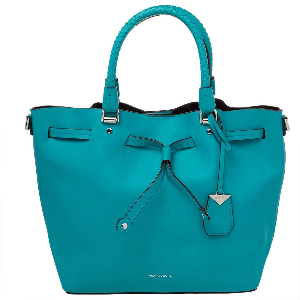 Michael Kors Blue Leather Drawstring Shoulder Bag For Women