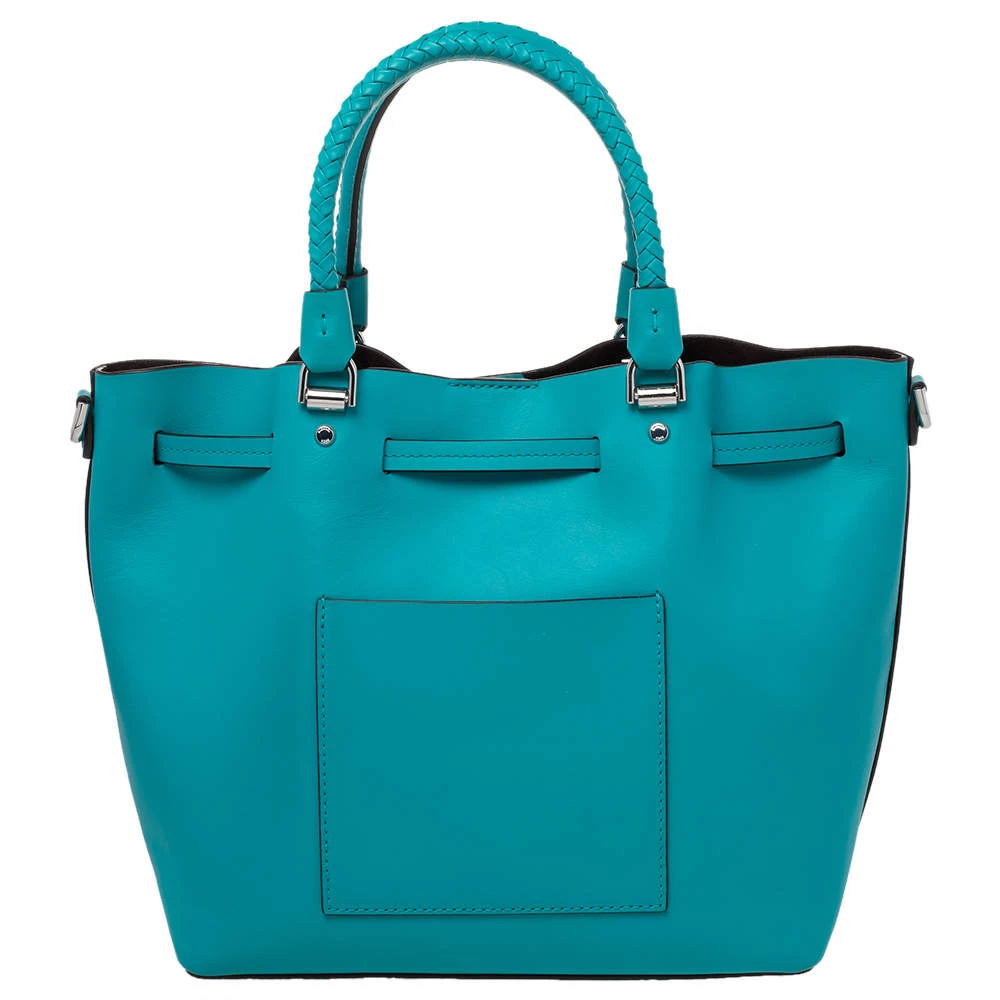 Michael Kors Blue Leather Drawstring Shoulder Bag For Women - Image 4