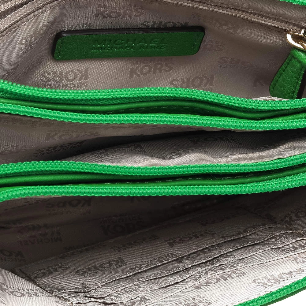 Michael Kors Green Leather Jet Set Crossbody Bag For Women - Image 7