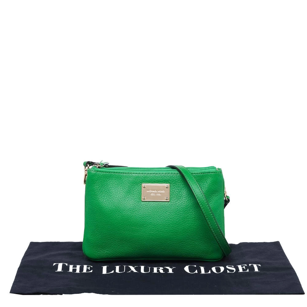 Michael Kors Green Leather Jet Set Crossbody Bag For Women - Image 9