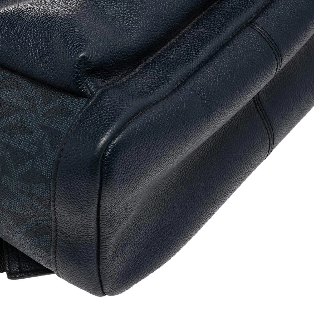 Michael Kors Navy Blue Leather And Signature Coated Canvas Russel Backpack For Women - Image 11