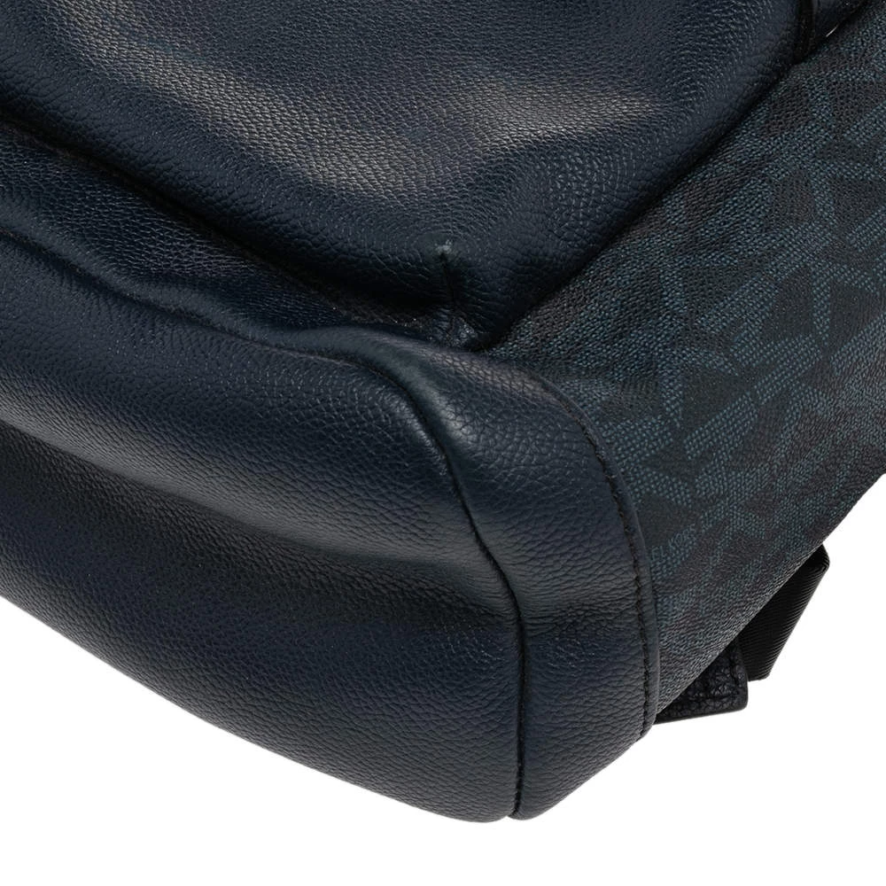 Michael Kors Navy Blue Leather And Signature Coated Canvas Russel Backpack For Women - Image 12