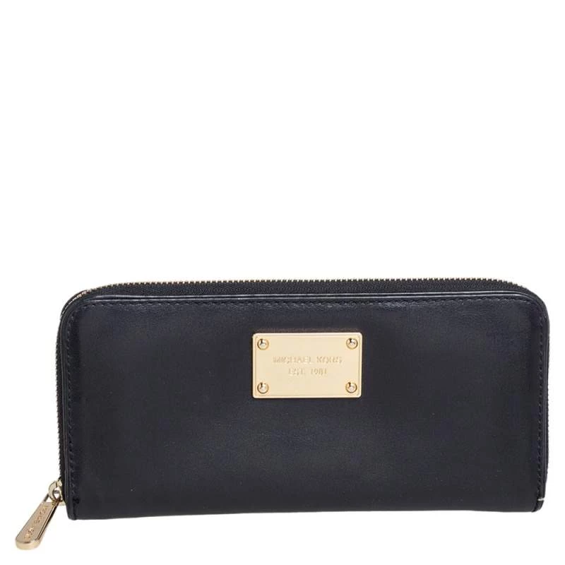 Michael Kors Black Leather Zip Around Wallet For Women