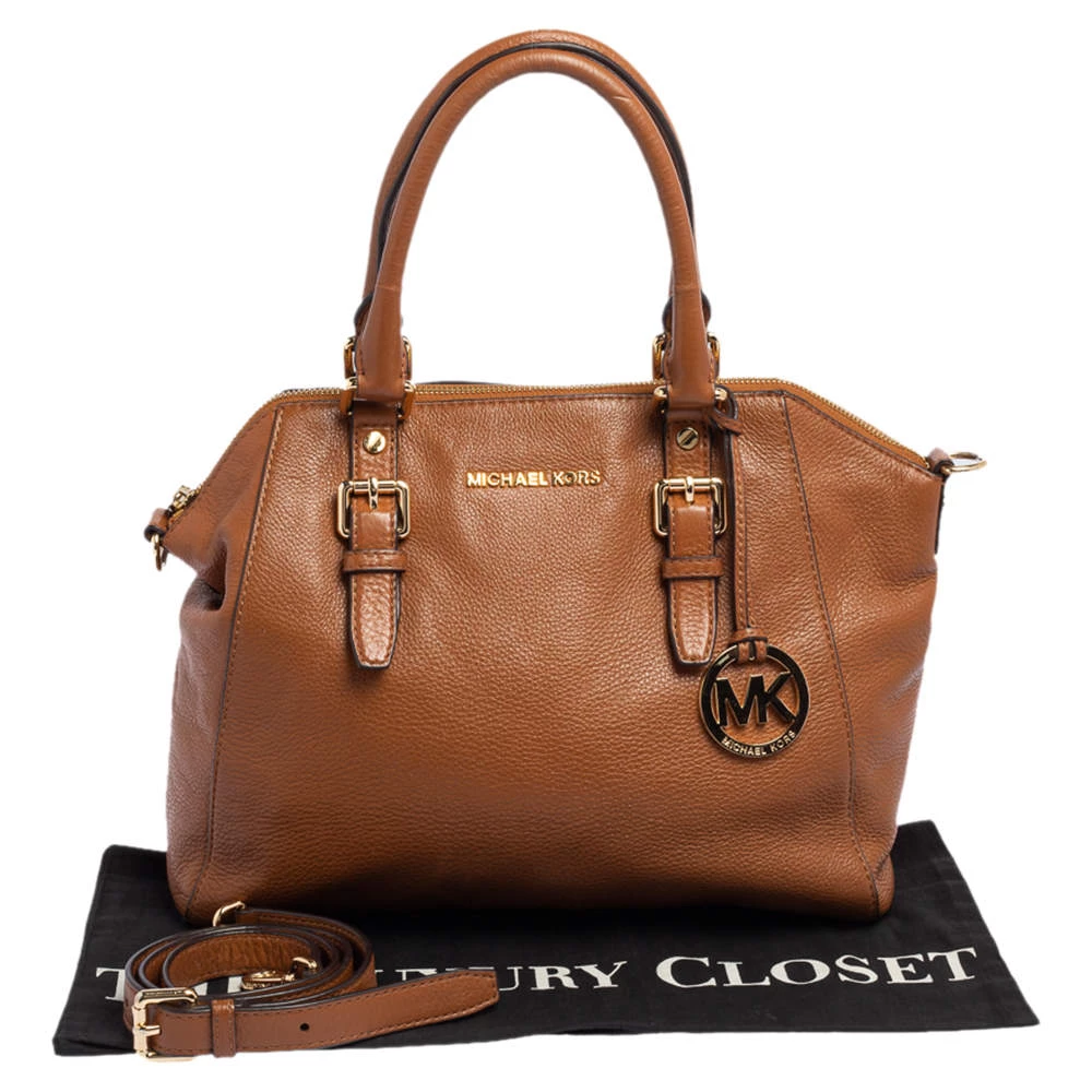 Michael Kors Brown Pebbled Leather Ciara Satchel For Women - Image 10