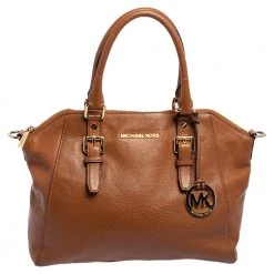 Michael Kors Brown Pebbled Leather Ciara Satchel For Women