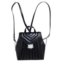 Michael Kors Black Quilted Leather Whitney Backpack For Women
