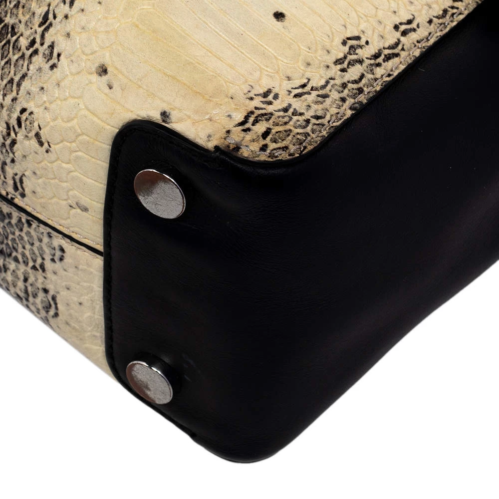 Michael Kors Beige/Black Python Embossed And Leather Satchel For Women - Image 11