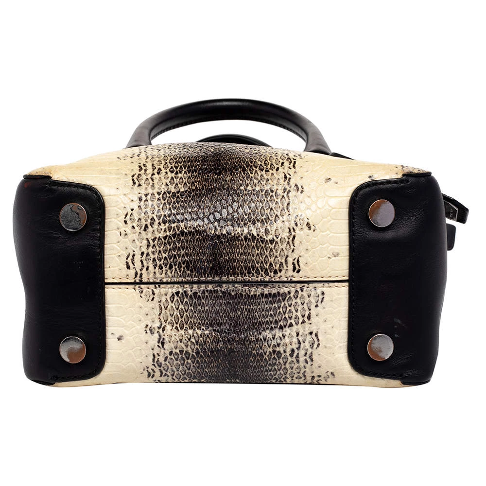 Michael Kors Beige/Black Python Embossed And Leather Satchel For Women - Image 5