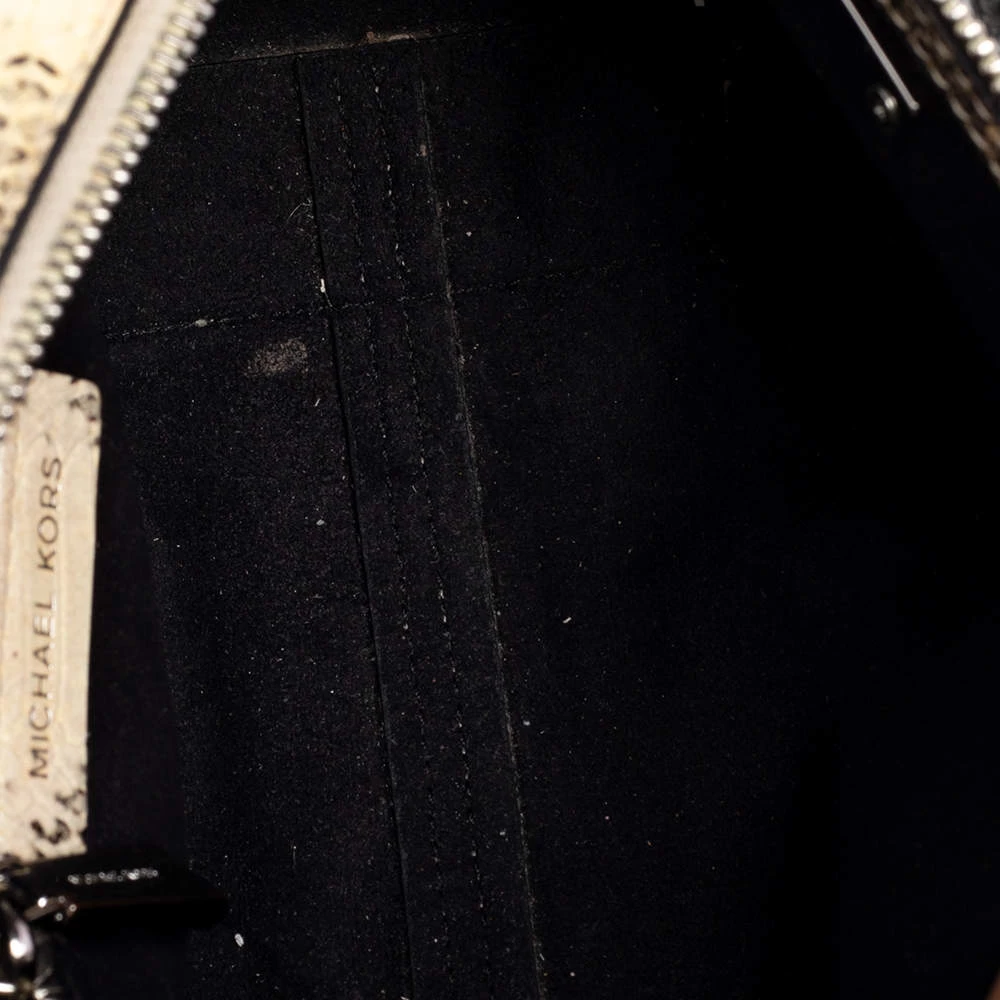 Michael Kors Beige/Black Python Embossed And Leather Satchel For Women - Image 7