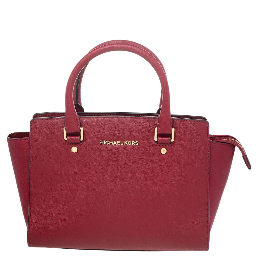 MICHAEL Michael Kors Red Leather Medium Selma Satchel For Women