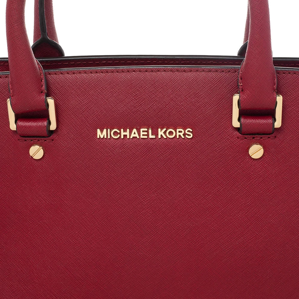 MICHAEL Michael Kors Red Leather Medium Selma Satchel For Women - Image 5