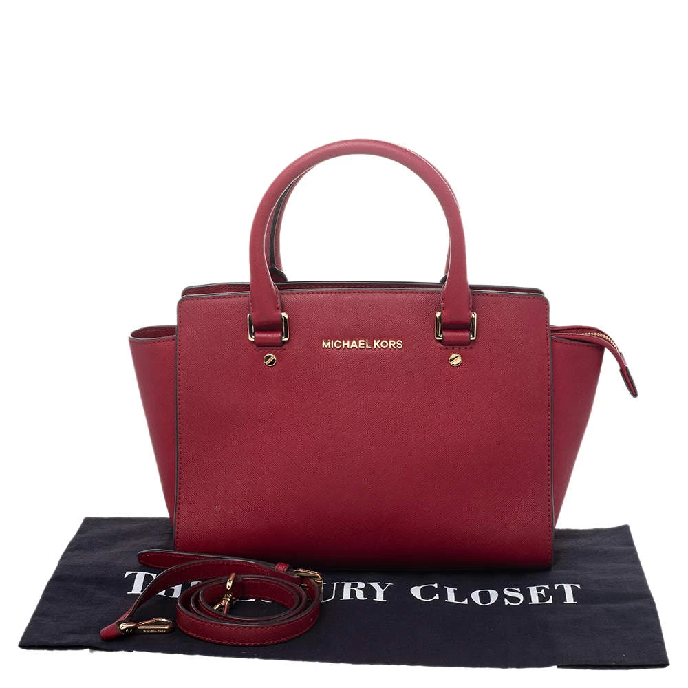 MICHAEL Michael Kors Red Leather Medium Selma Satchel For Women - Image 9