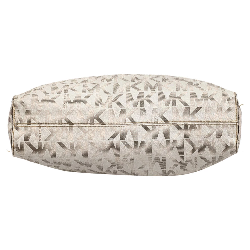 Michael Kors Off White Signature Canvas Jet Set North South Tote For Women - Image 6