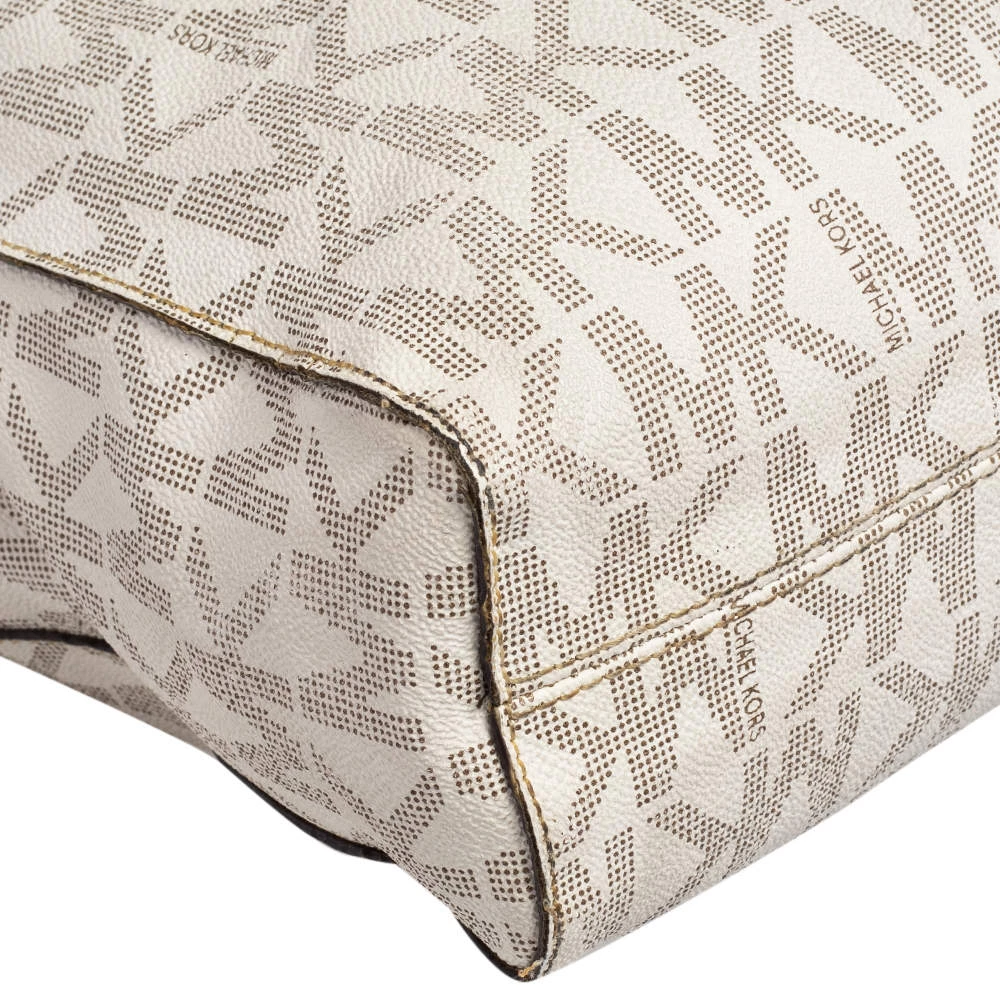 Michael Kors Off White Signature Canvas Jet Set North South Tote For Women - Image 10