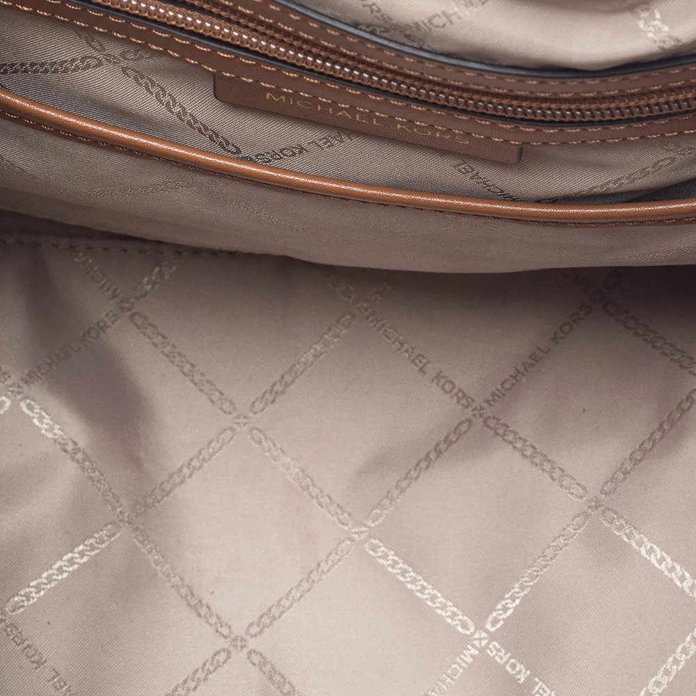 Michael Kors White/Brown Signature Canvas And Leather Large Downtown Astor Shoulder Bag For Women - Image 7