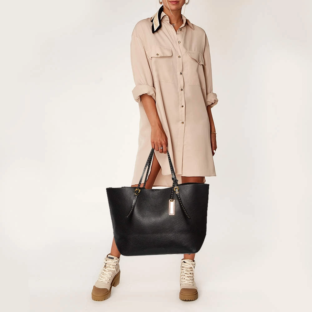 Michael Kors Black Leather Shopper Tote For Women - Image 2