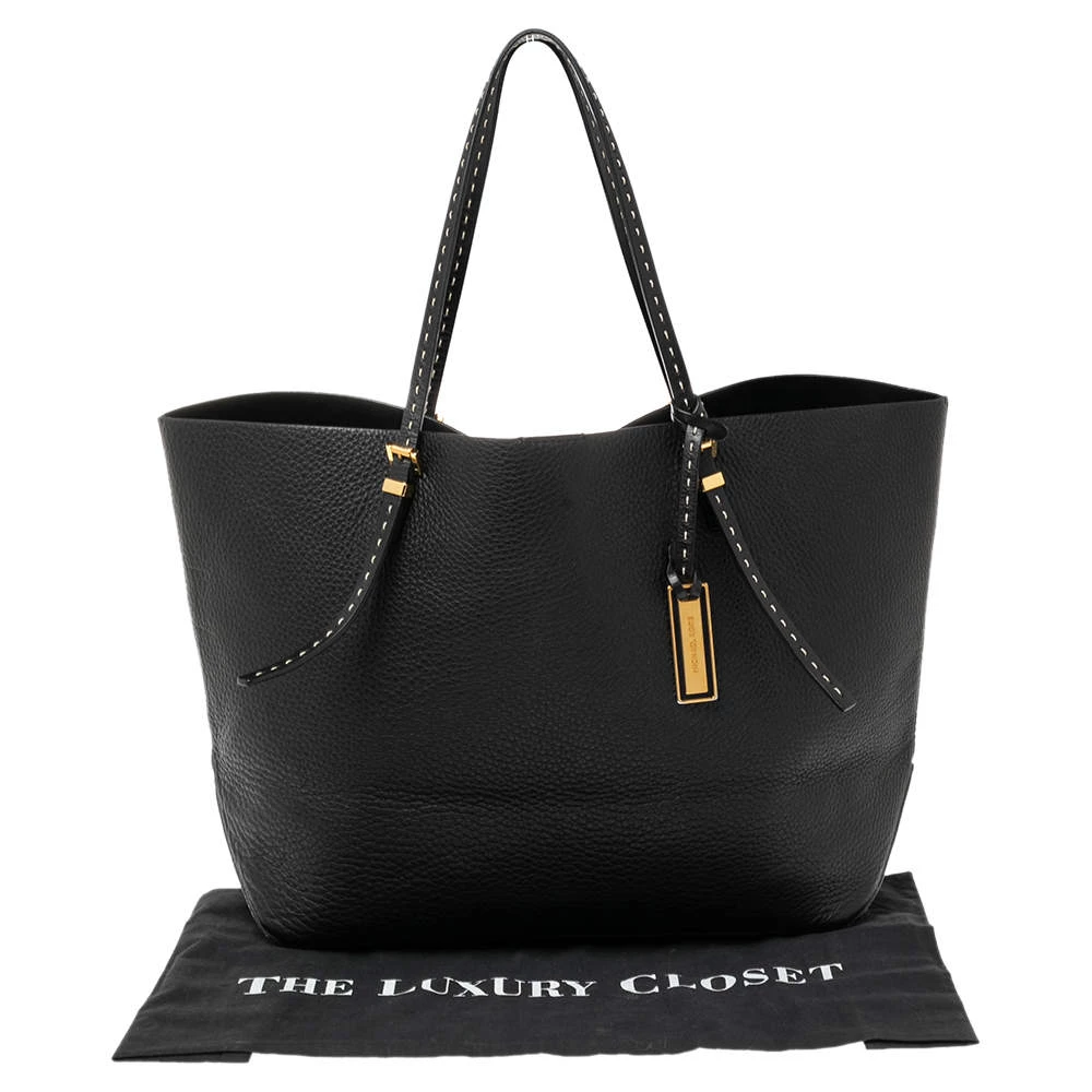Michael Kors Black Leather Shopper Tote For Women - Image 10