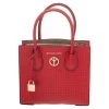 Michael Kors Red Perforated Leather Mini Mercer Tote For Women