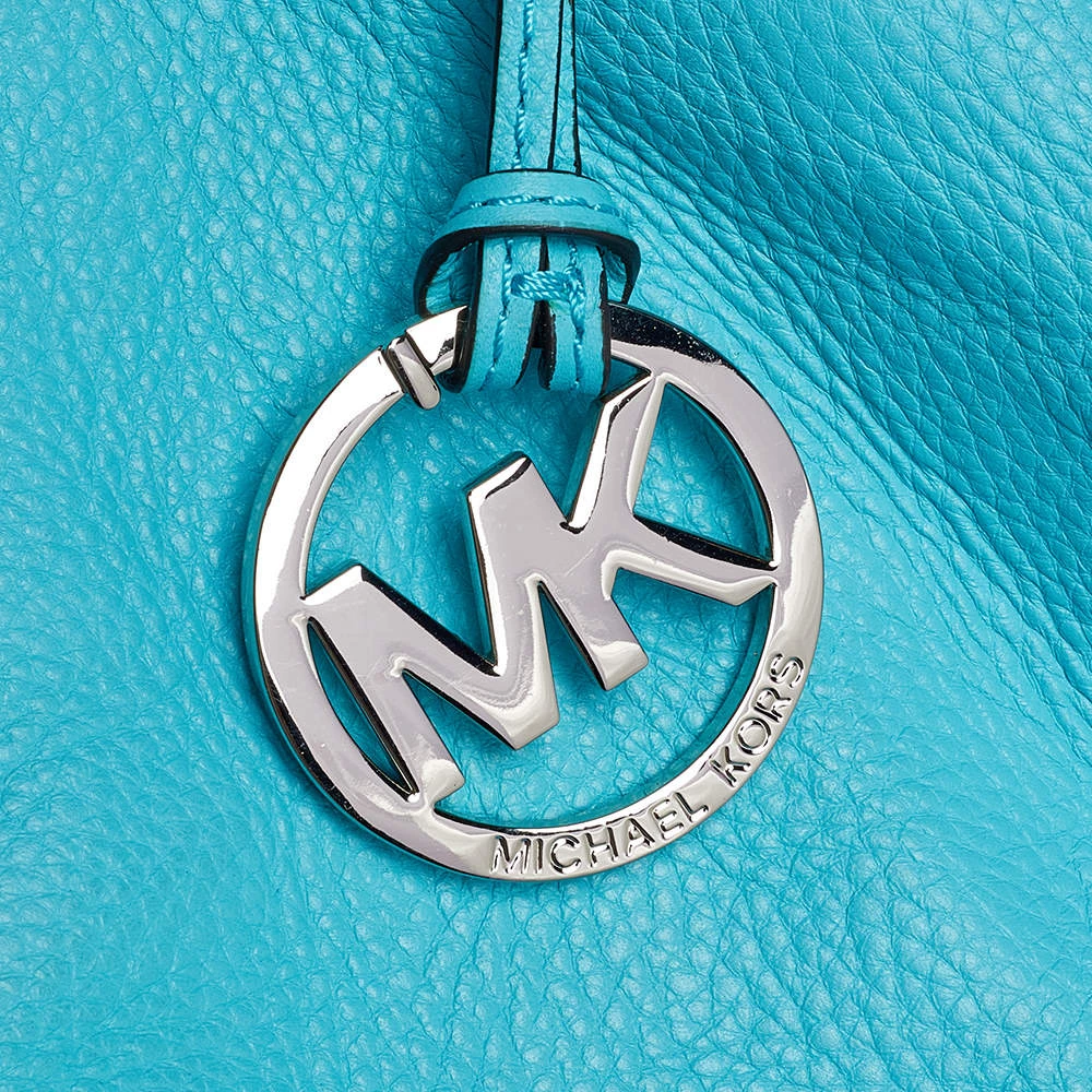 Michael Kors Aqua Blue Leather Large Colgate Grab Tote For Women - Image 9