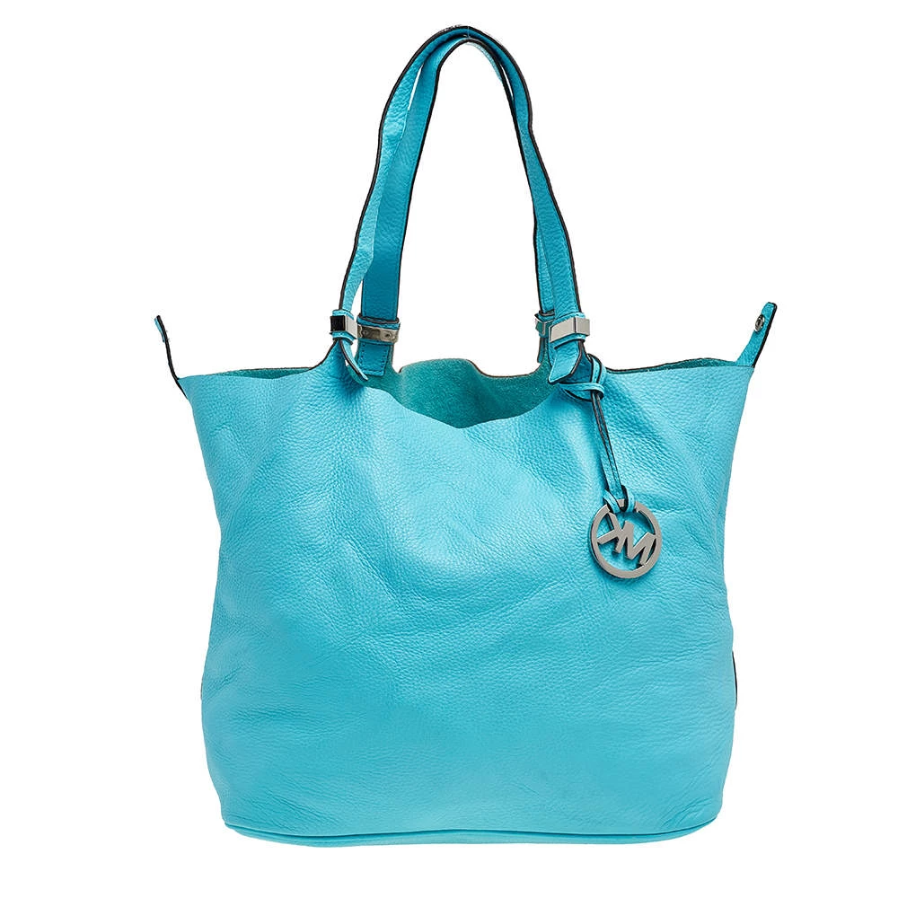 Michael Kors Aqua Blue Leather Large Colgate Grab Tote For Women