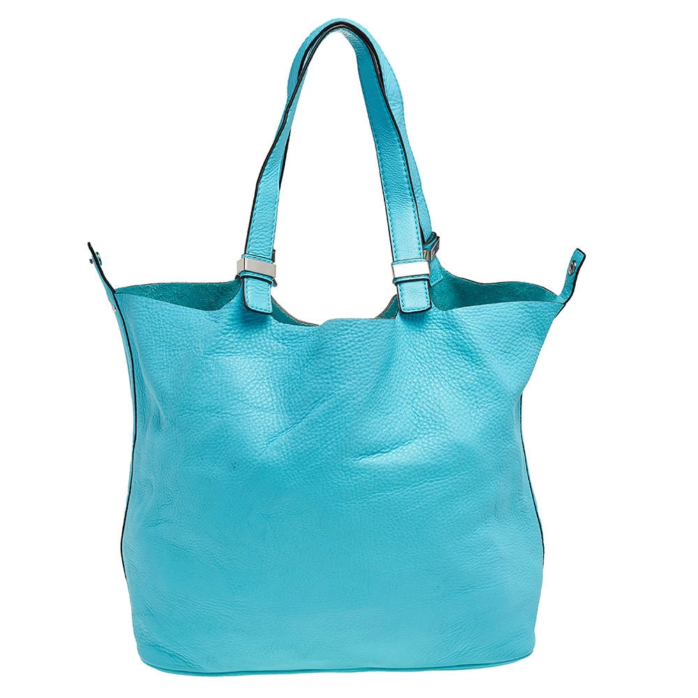 Michael Kors Aqua Blue Leather Large Colgate Grab Tote For Women - Image 4