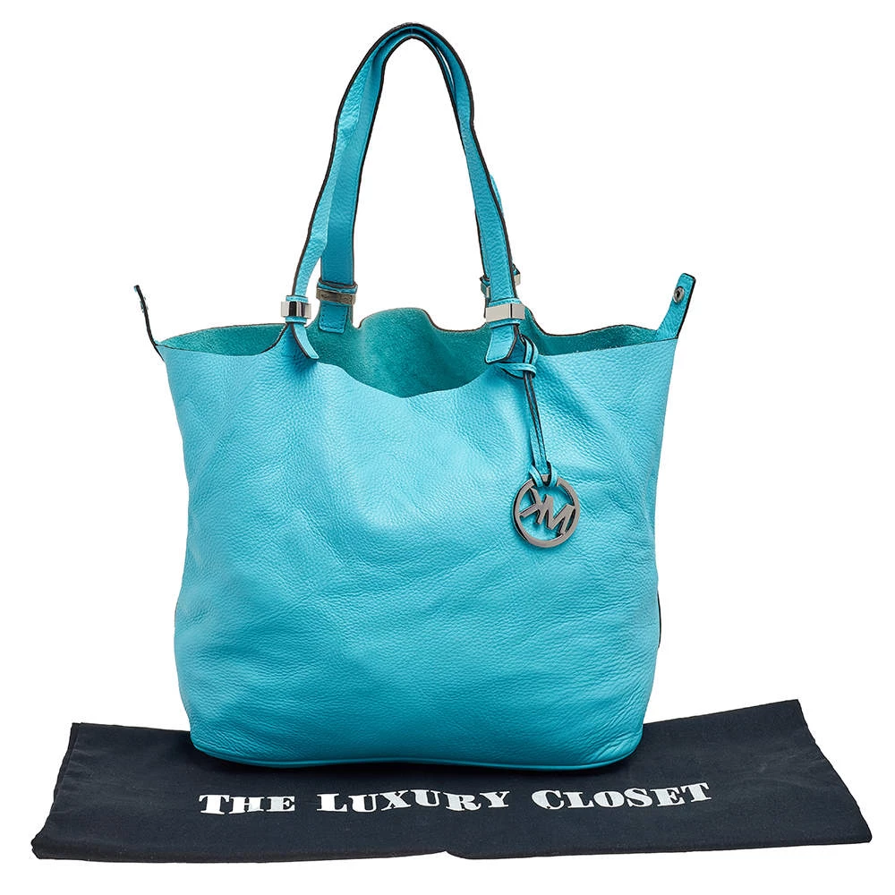 Michael Kors Aqua Blue Leather Large Colgate Grab Tote For Women - Image 10