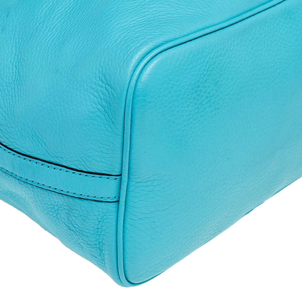 Michael Kors Aqua Blue Leather Large Colgate Grab Tote For Women - Image 11