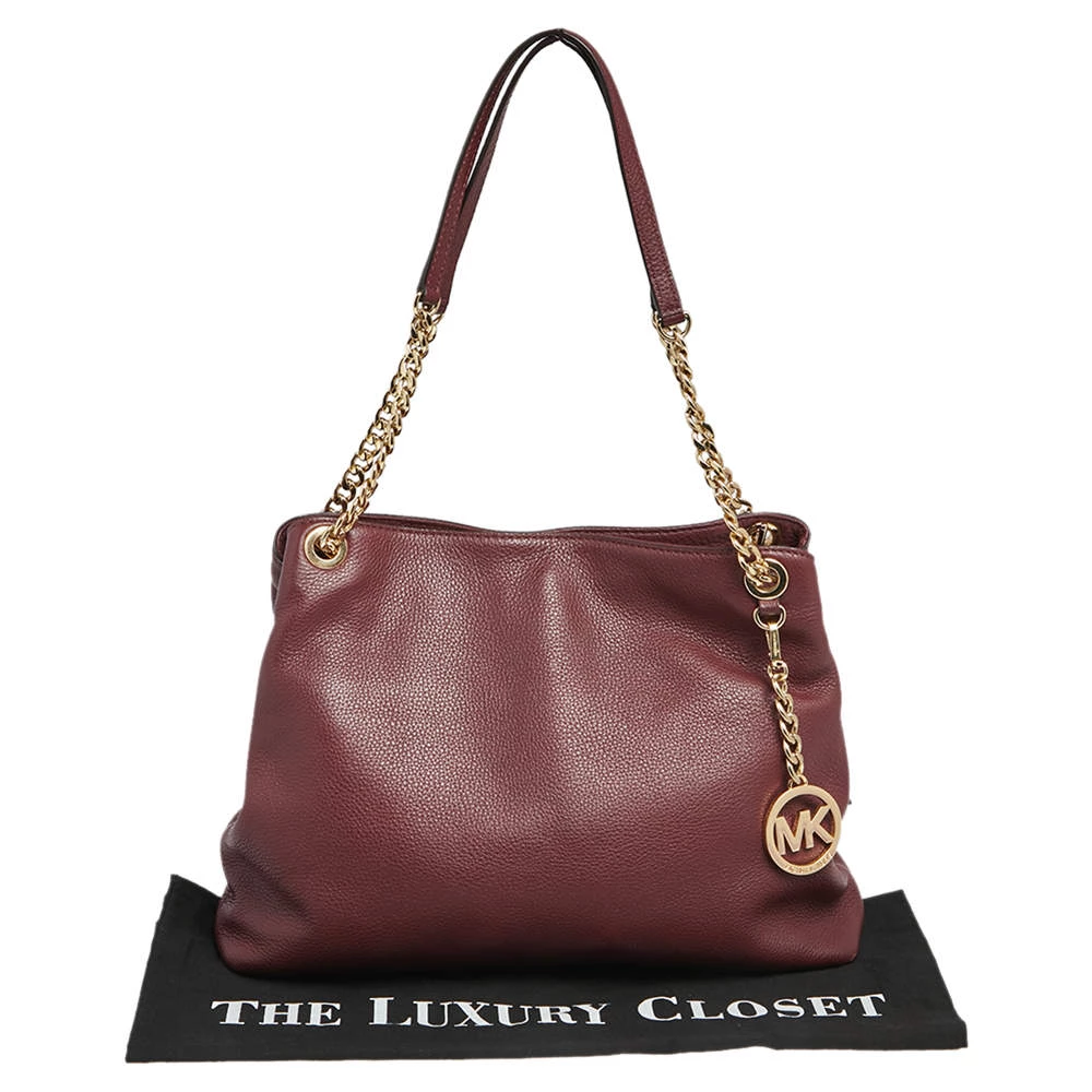 MICHAEL Michael Kors Burgundy Leather Jet Set Chain Shoulder Bag For Women - Image 9
