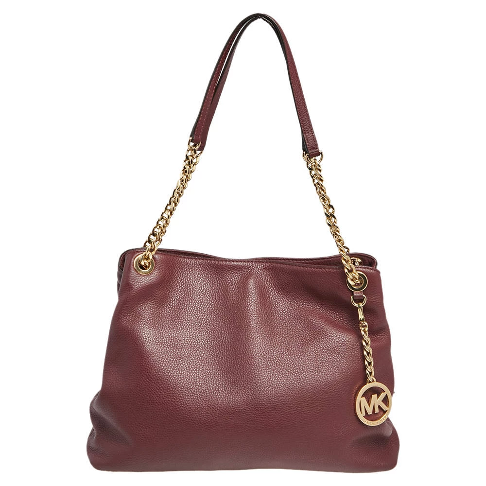 MICHAEL Michael Kors Burgundy Leather Jet Set Chain Shoulder Bag For Women