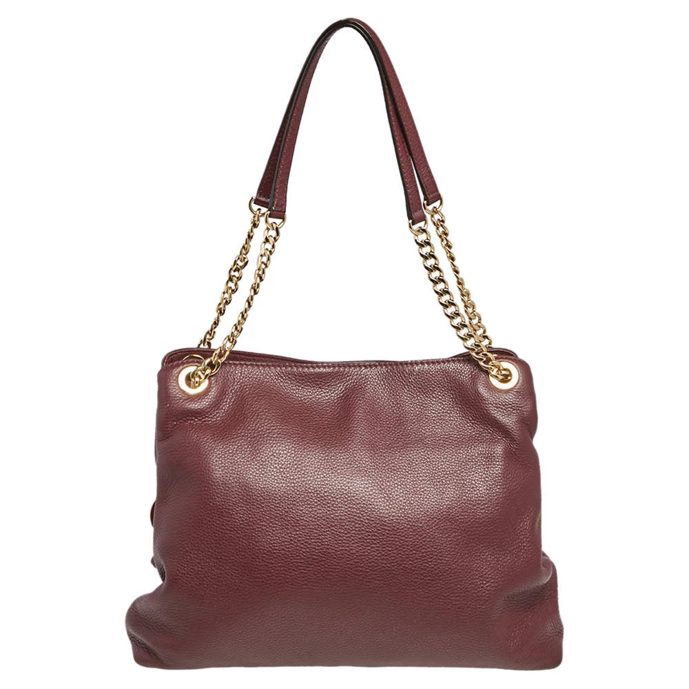 MICHAEL Michael Kors Burgundy Leather Jet Set Chain Shoulder Bag For Women - Image 4