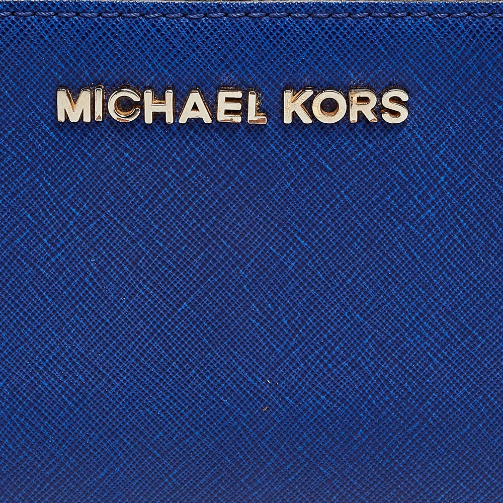 Michael Kors Blue Leather Bedford Continental Wallet For Women - Image 5