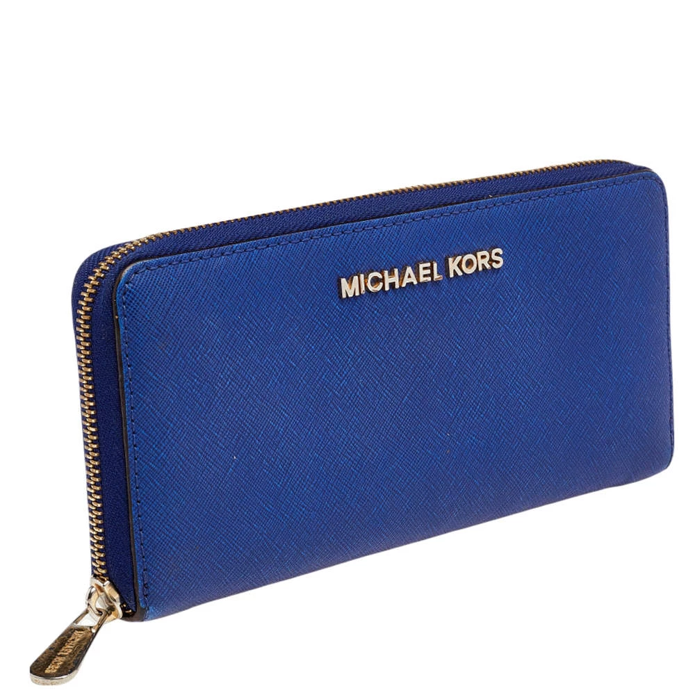 Michael Kors Blue Leather Bedford Continental Wallet For Women - Image 3